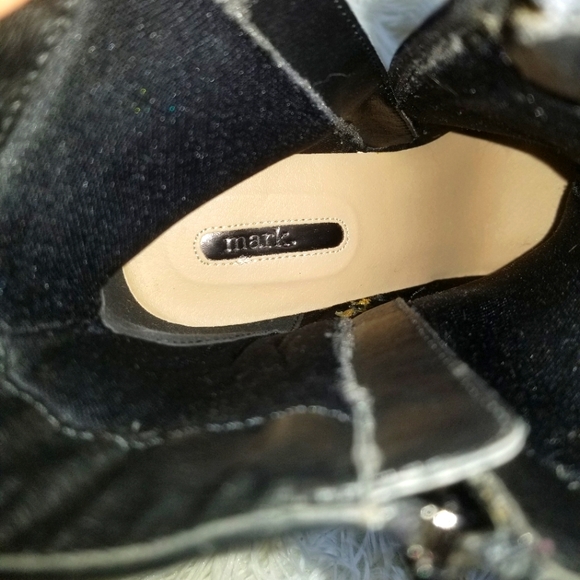 Mark. Black Buckle High Heel Almond Toe Ankle Booties - Picture 5 of 5